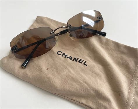 chanel rimless sunglasses brown